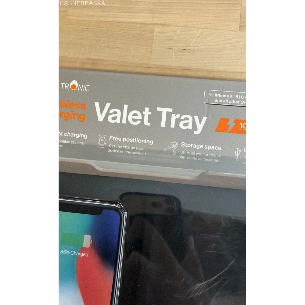 Eggtronic VTBB10 Wireless Charging Valet Tray 10W Fast Charge Qi‎ Black New